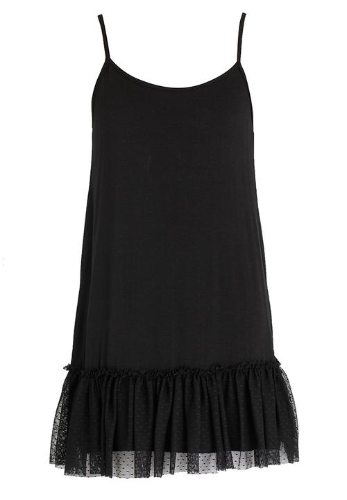 Rebel Republic - Dropped Waist dress with Mesh Layer Black