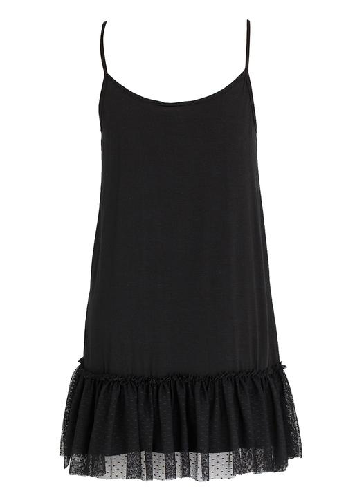 Rebel Republic - Dropped Waist dress with Mesh Layer Black