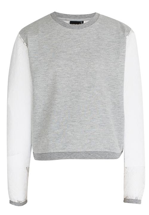 Name It - Lace Combo Sweat Top Grey Melange