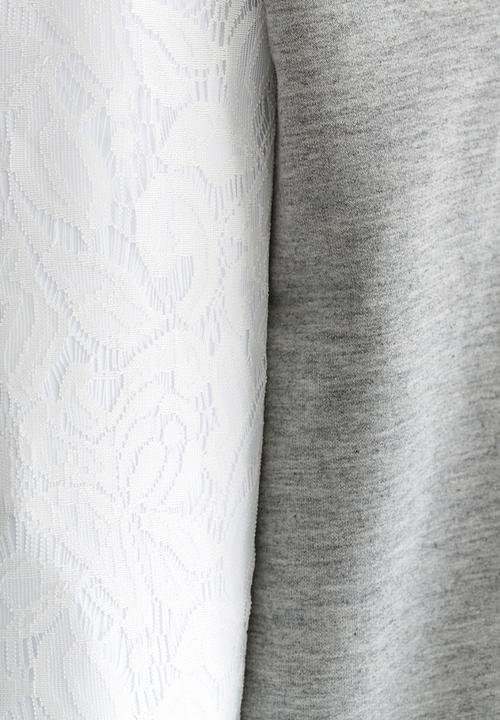 Name It - Lace Combo Sweat Top Grey Melange