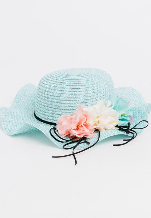 Pop Candy - Girls Flower Trim Straw Hat Mint