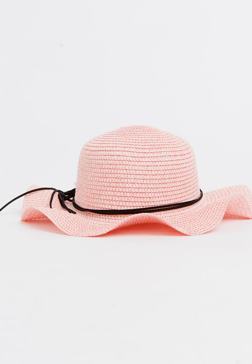 Pop Candy - Girls Flower Trim Straw Hat Mid Pink