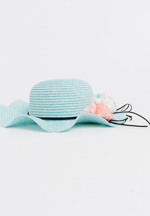 Pop Candy - Girls Flower Trim Straw Hat Mint