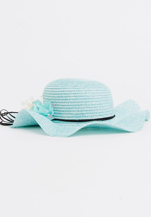 Pop Candy - Girls Flower Trim Straw Hat Mint