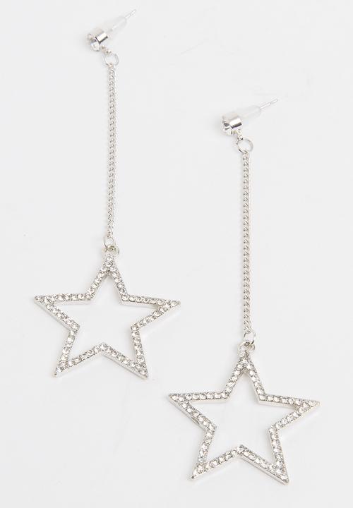 Pop Candy - Girls Star Drop Earrings Silver