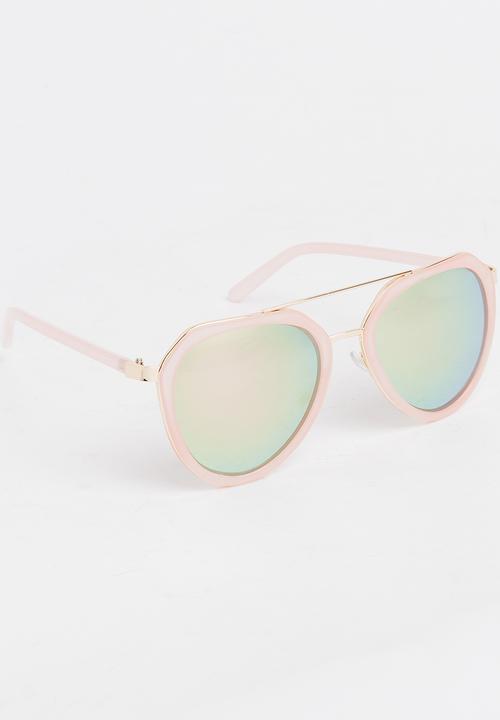 Pop Candy - Girls Mirror Lens Oversize Sunglasses Pale Pink