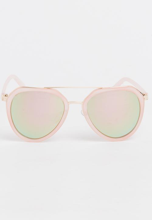 Pop Candy - Girls Mirror Lens Oversize Sunglasses Pale Pink