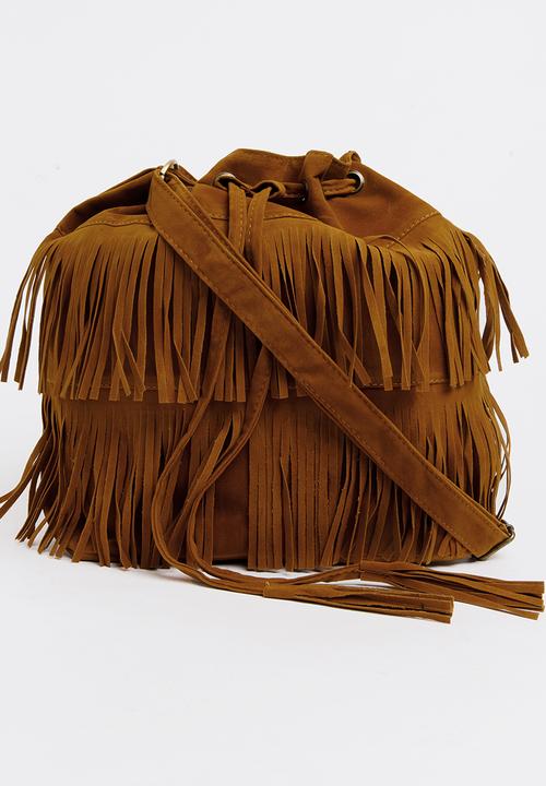 Pop Candy - Girls Fringe Pouch Handbag Tan