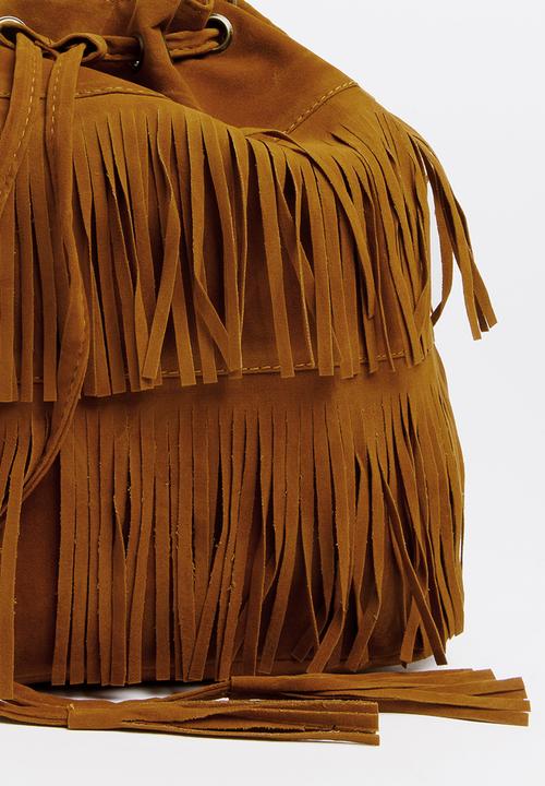 Pop Candy - Girls Fringe Pouch Handbag Tan