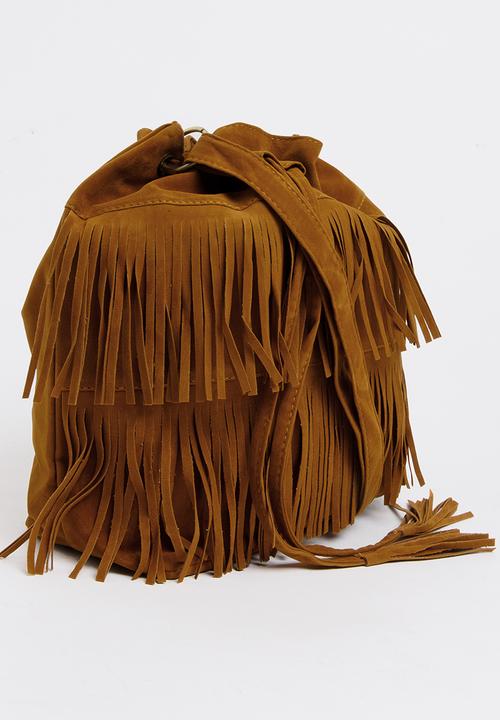 Pop Candy - Girls Fringe Pouch Handbag Tan
