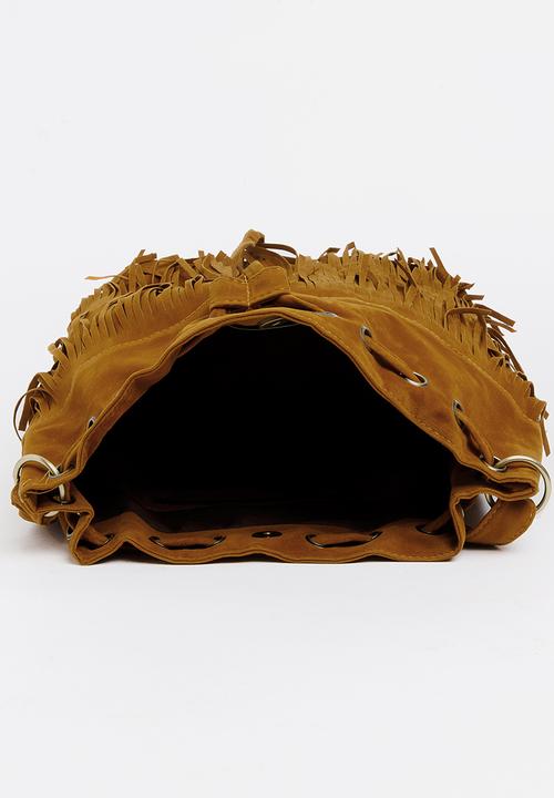 Pop Candy - Girls Fringe Pouch Handbag Tan