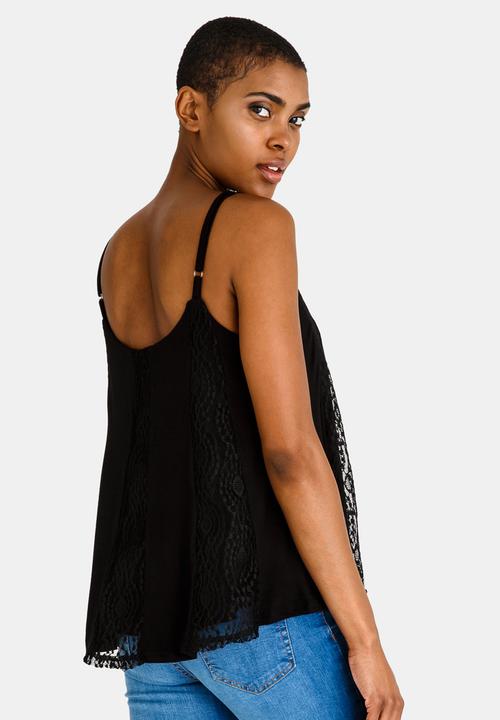 edit - Lace Inset Cami Black