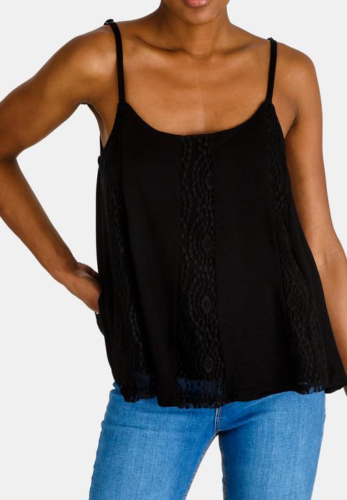 edit - Lace Inset Cami Black