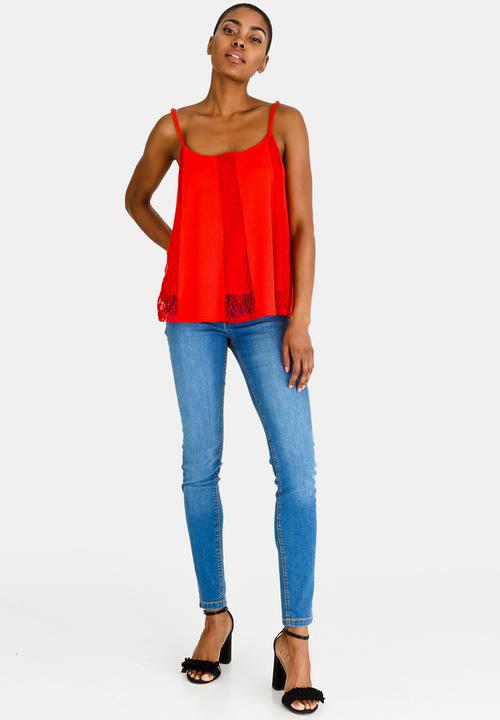 edit - Lace Inset Cami Red