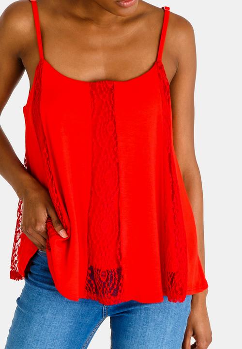 edit - Lace Inset Cami Red