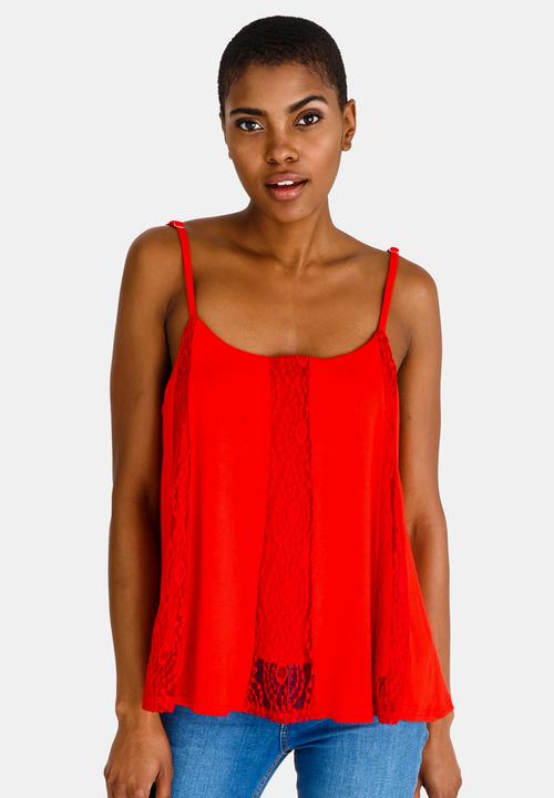 edit - Lace Inset Cami Red
