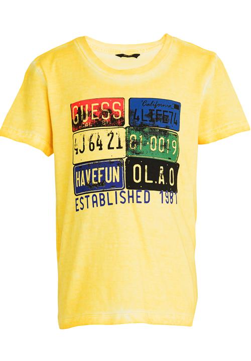 GUESS - S/S Number Plate Gunner Tee Yellow