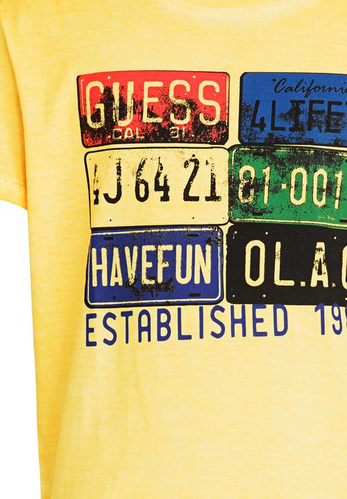 GUESS - Number Plate Gunner Tee Yellow