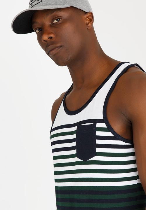 Brave Soul - Naval Striped Vest White