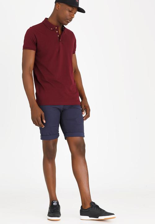 Brave Soul - Link Button Collar Golfer Burgundy