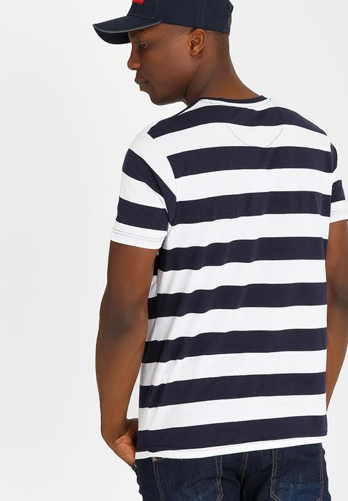 Brave Soul - Tropic Palm Tree Printed Tee Navy & White