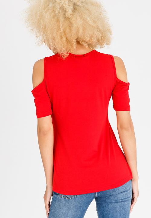 c(inch) - Cold Shoulder T-shirt Red