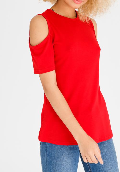 c(inch) - Cold Shoulder T-shirt Red