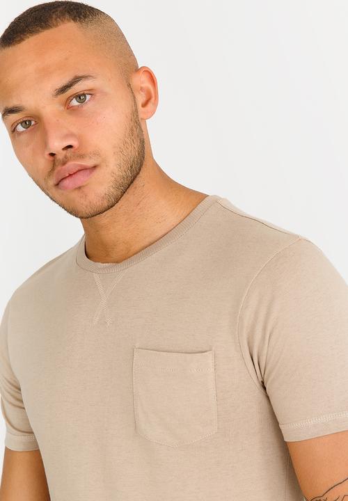 Brave Soul - Arkham Plain Chest Pocket Tee Beige