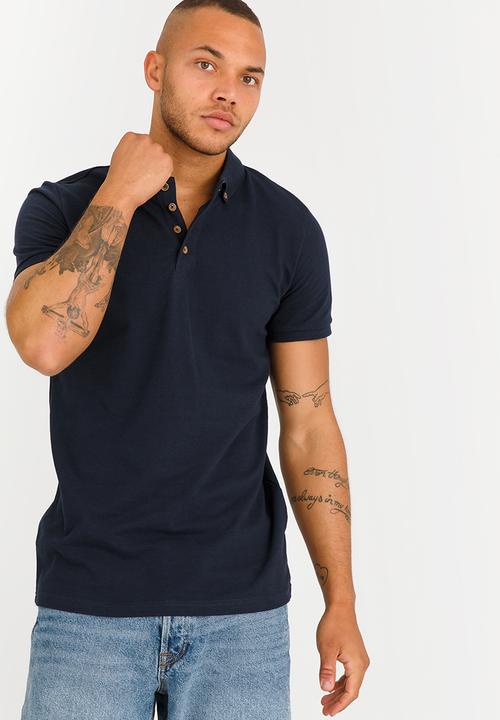 Brave Soul - Link Button Collar Golfer Navy