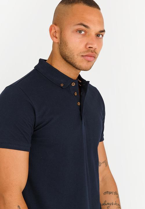 Brave Soul - Link Button Collar Golfer Navy