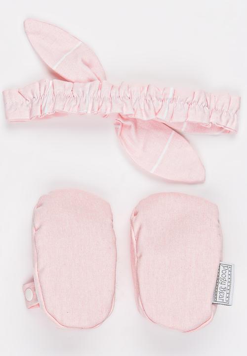 Poogy Bear - Geometric Headband & Woven Shoe Set Mid Pink