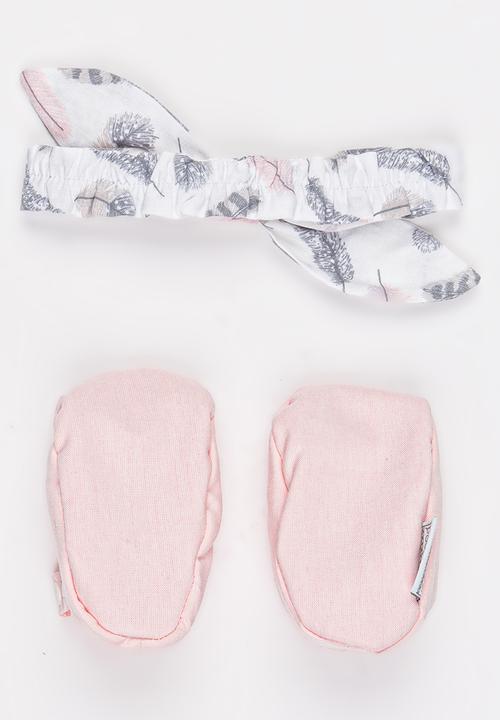 Poogy Bear - Feathers Headband & Woven Shoe Set Multi-colour