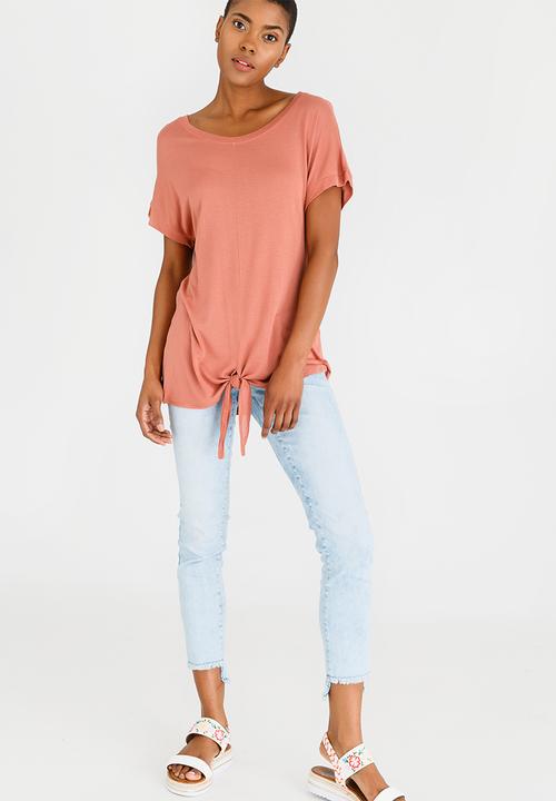 Noisy May - Crips Knot Detail Top Coral