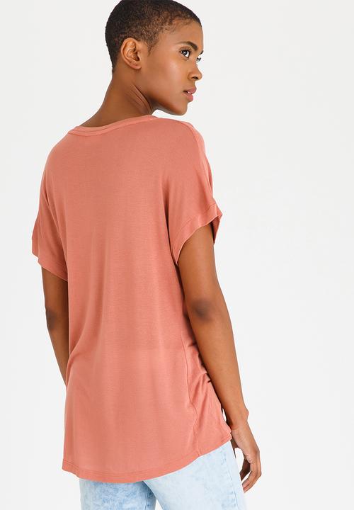 Noisy May - Crips Knot Detail Top Coral