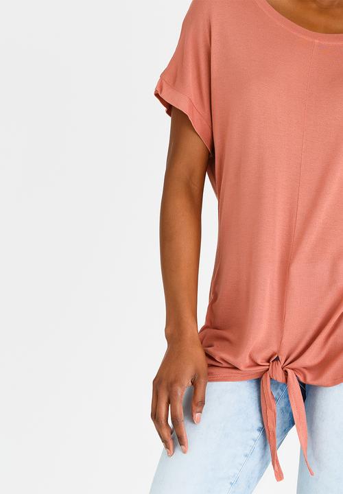 Noisy May - Crips Knot Detail Top Coral