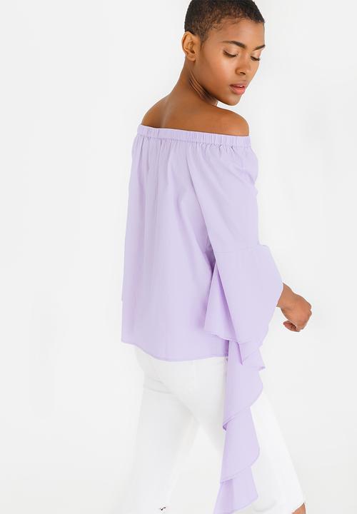 Noisy May - Julianna Off-the-shoulder Blouse Pale Purple