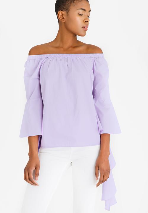 Noisy May - Julianna Off-the-shoulder Blouse Pale Purple