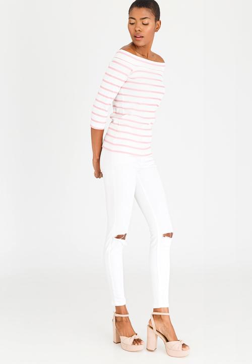 Pieces - Sisa Off-the-shoulder Top Pale Pink