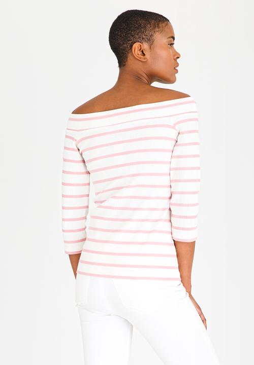 Pieces - Sisa Off-the-shoulder Top Pale Pink