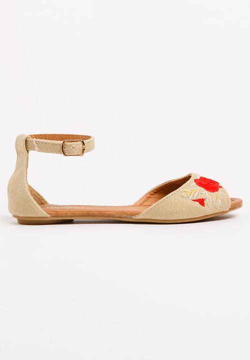 Jumbo - Velour Embroided Sandal Mid Brown