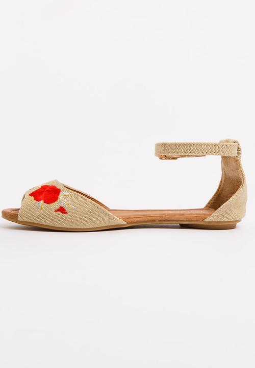 Jumbo - Velour Embroided Sandal Mid Brown