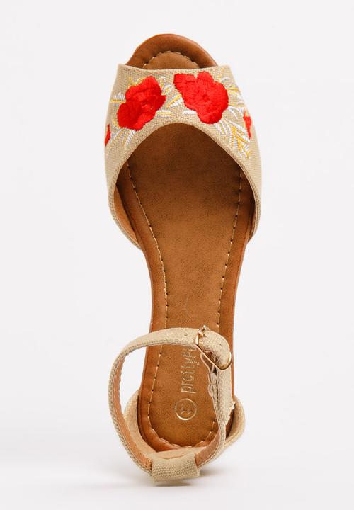 Jumbo - Velour Embroided Sandal Mid Brown