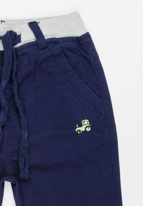 Pop Candy - Ribbed Chino Pants Navy