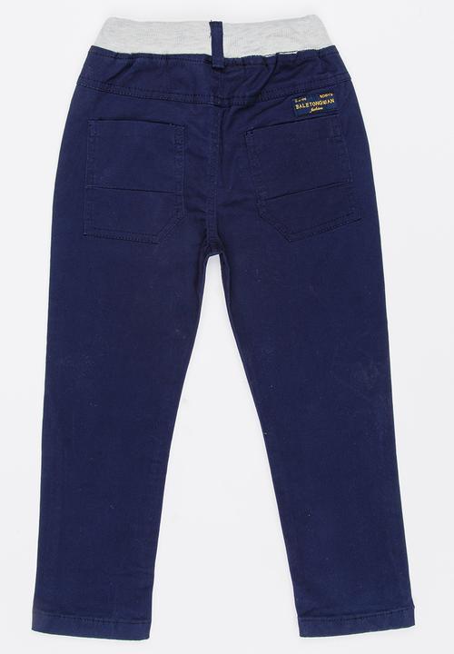 Pop Candy - Ribbed Chino Pants Navy