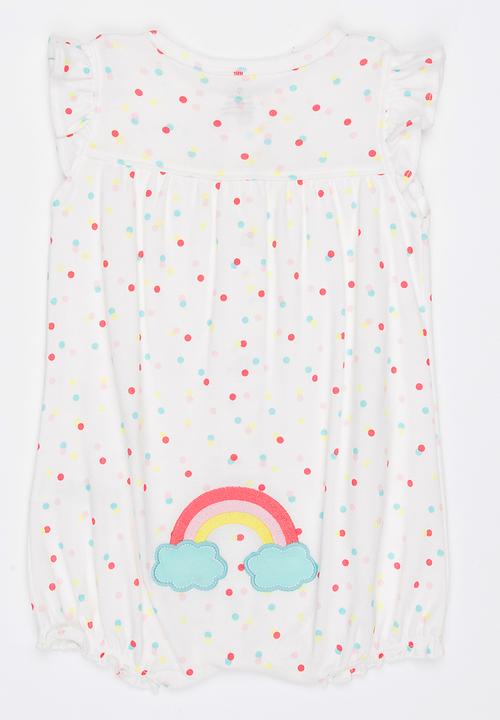 Pop Candy - Printed Rainbow Romper White
