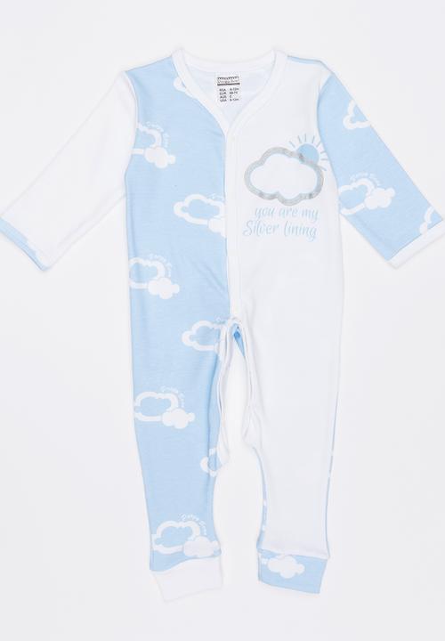 Poogy Bear - Silver Lining Baby Grow Blue