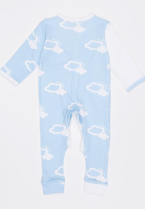 Poogy Bear - Silver Lining Baby Grow Blue