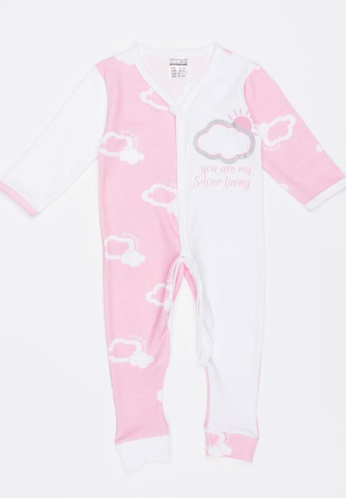 Poogy Bear - Silver Lining Baby Grow Pale Pink