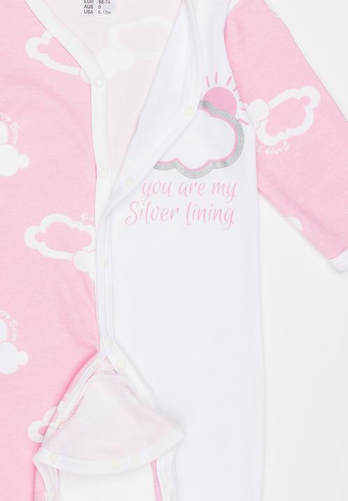 Poogy Bear - Silver Lining Baby Grow Pale Pink