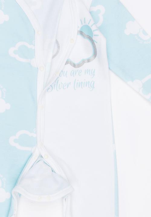 Poogy Bear - Aqua Silver Lining Baby Grow Aqua